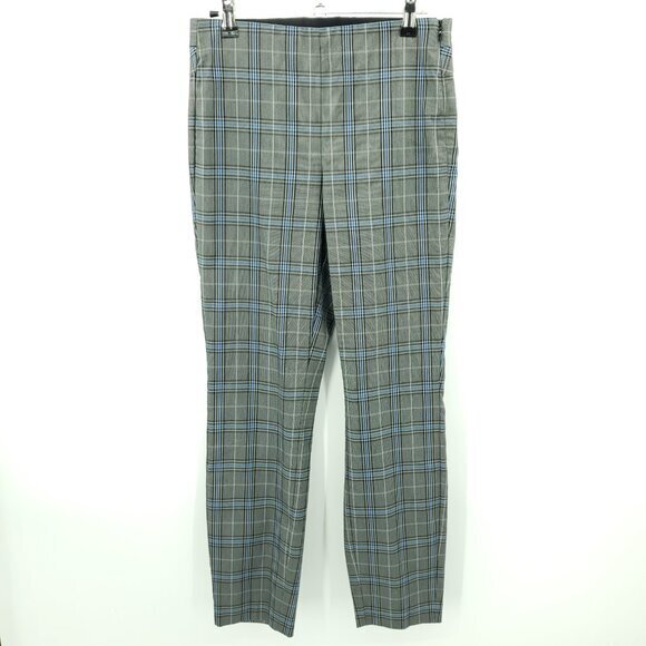 rag & bone Simone Slim Cropped Glen Plaid Pants 6 Black Multi Plaid - Picture 2 of 15